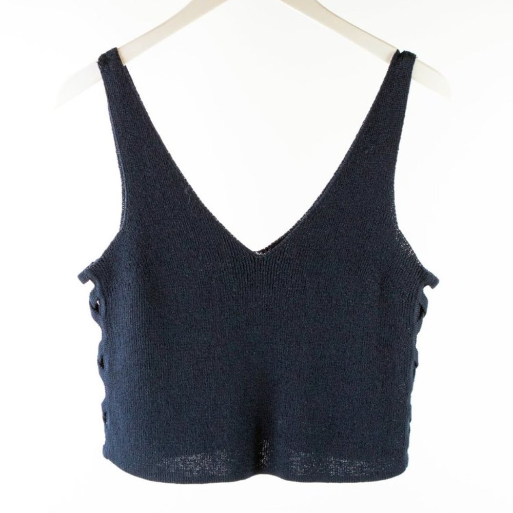 Intermix Annie Navy Knit Crisscross Tank
